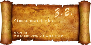 Zimmerman Endre névjegykártya